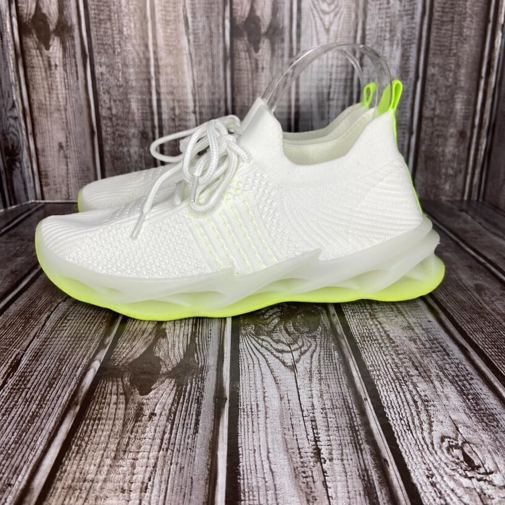 🧿 LIME GREEN WHITE SNEAKERS - Picture 3 of 10